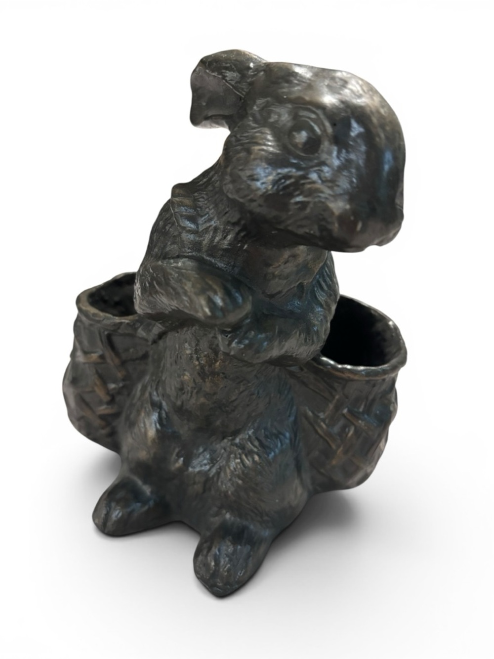 Bunny Rabbit with baskets. Decorative resin dark Bunny Planter 6.5” x 5” - Picture 8 of 11